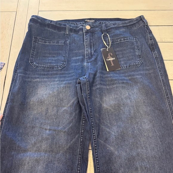 flamingals Pants - NWT FLAMINGALS | wide leg light weight denim jeans Sz 2XL